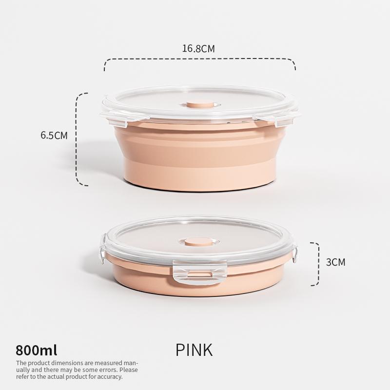 Collapsible Food Storage Containers Foldable Silicone Lunch Containers with Lids Rectangle Collapsible Bowls Round Food Bowls 2
