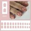 24x French Tip Full Cover False Nail Glittering Press On Nail Short Square Stick On Nail Acrylic Nail for Daily