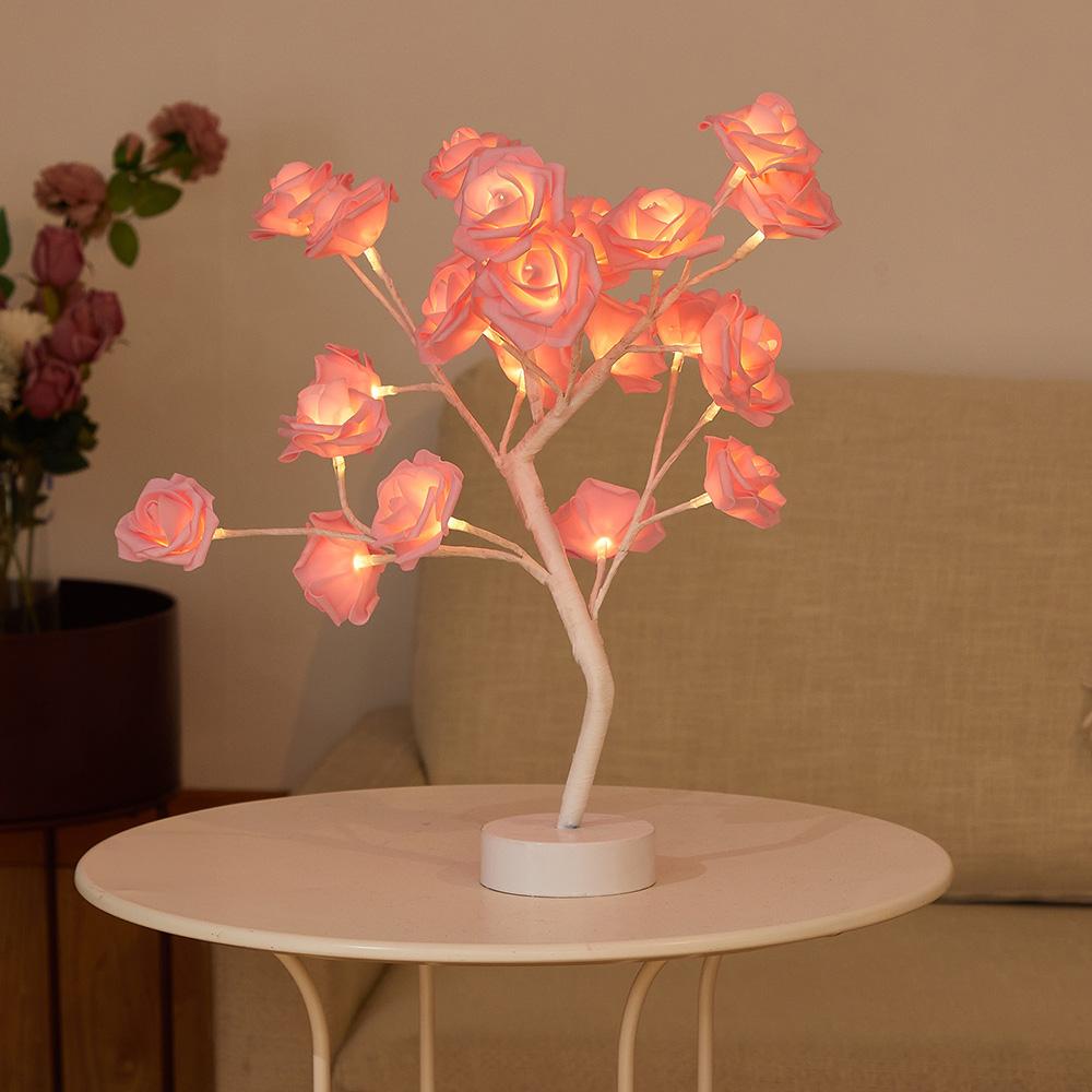 Rose Flower Tree Lights USB Battery LED Table Lamp Bonsai Tree Night Lights Garland Bedroom Decoration Christmas Lamp Home Decor