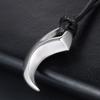 Punk Hip Hop Stainless Steel Crescent Tooth Spike Pendant Necklace Men Women Fashion Wolf Tooth Leather Rope Necklace Jewelry