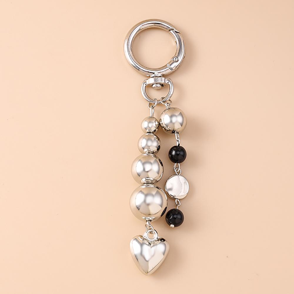 Fashion Pearl Bowknot Keychain Women Girls Love Heart Key Ring Pendants for Handbag Decor DIY Handmade Jewelry Gifts