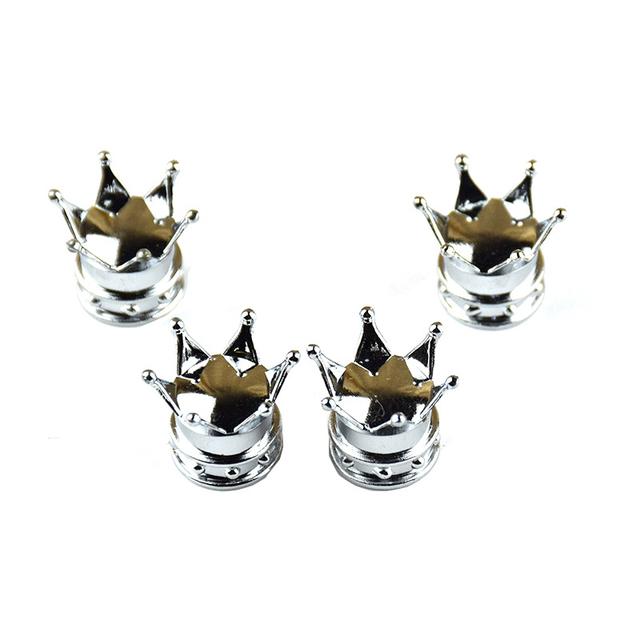4Pcs/Set Crown Shape Car Tire Air Valve Stem Caps Auto Wheel Stem Air Valve Dust Covers Auto Truck Motocycle Bike Dustproof Caps
