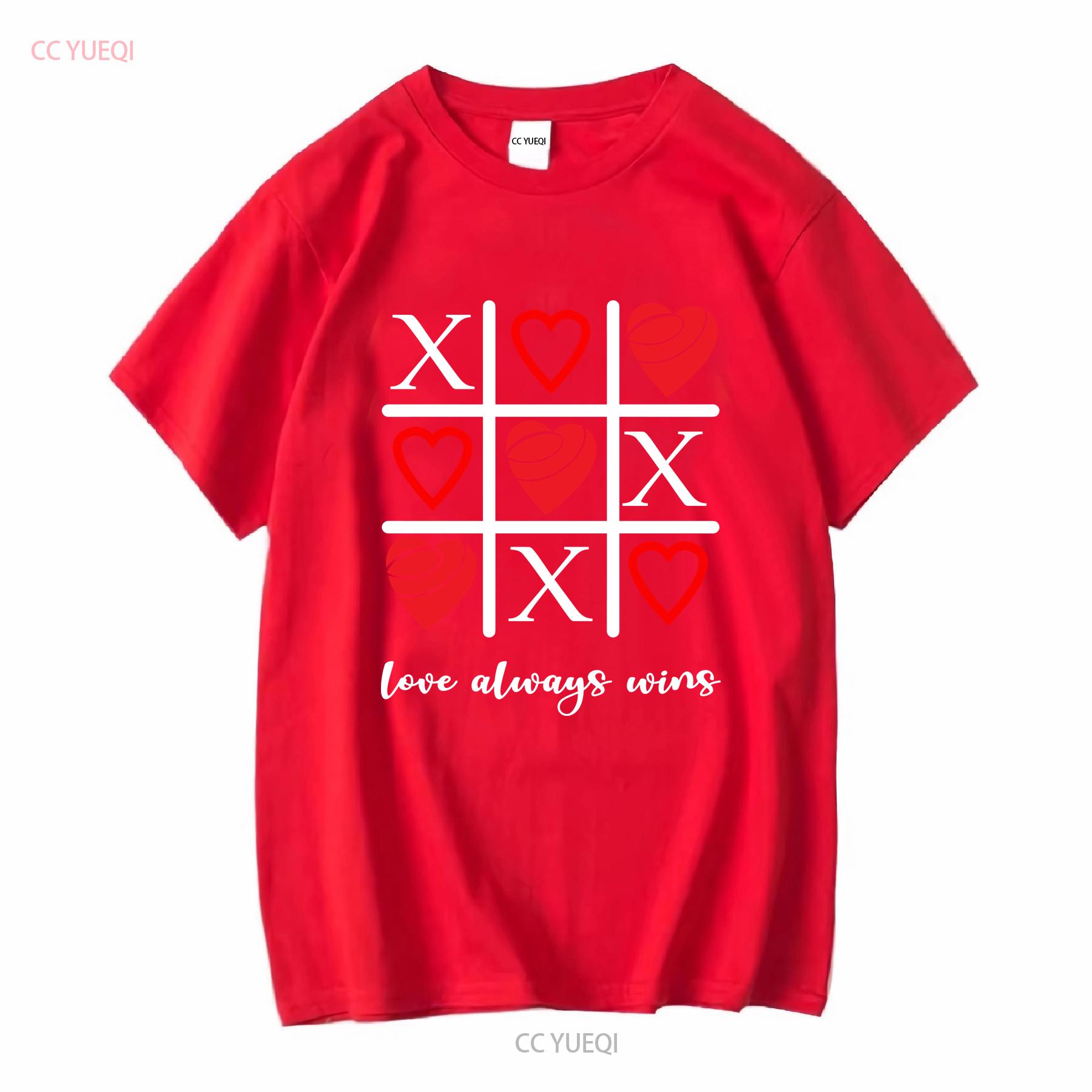Valentines Day T Shirt Love Always Wins Tic Tac Toe HearT Cute Lover long or short sleeves vintage Washed Comfortable S