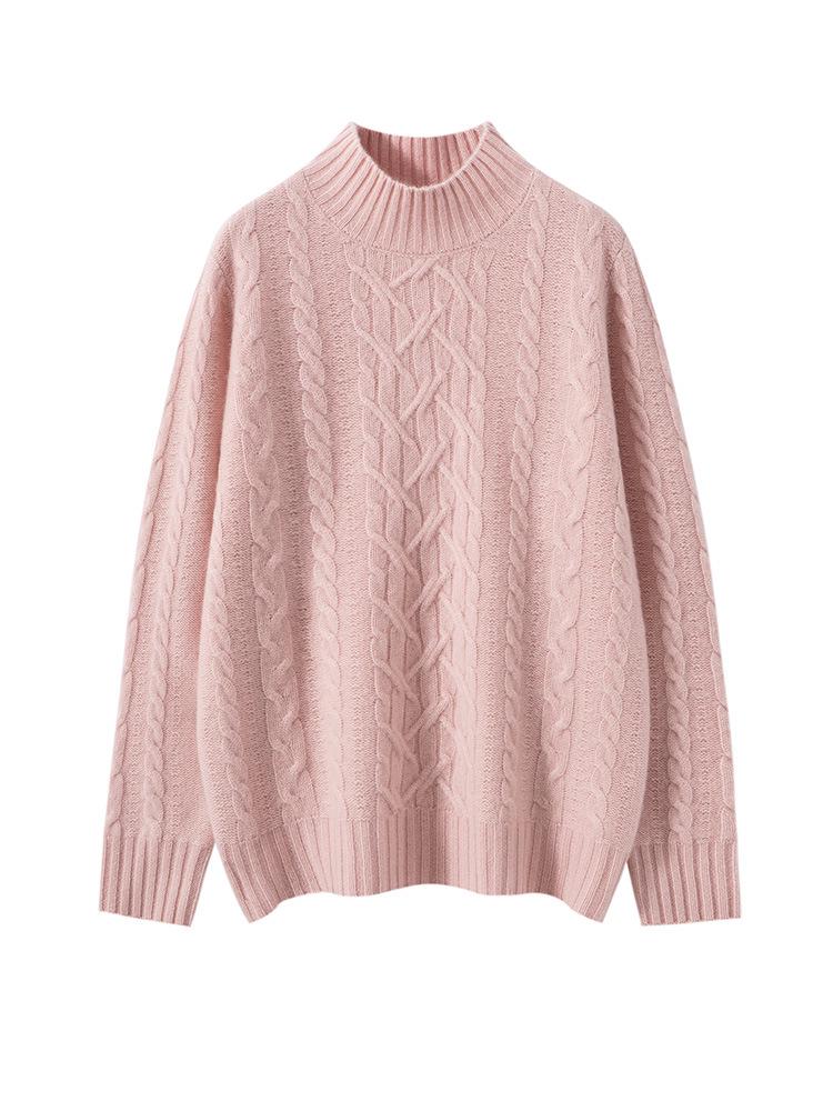 High Neck Cashmere Knit Women's Slimming Sweater - Autumn & Winter Fashion