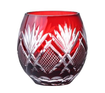 

Kiriko Glass 350ml Free Glass Cup Rocks Glass Tumbler Kiriko Glass (Red Red)