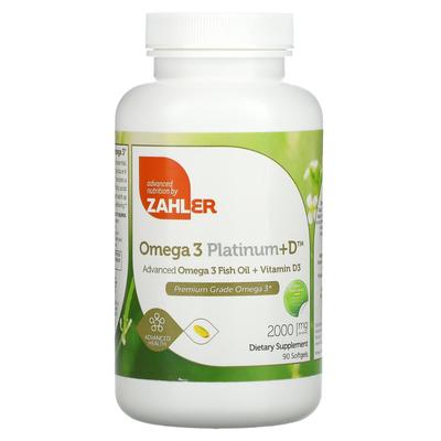 Omega3 Platinum+D, olio di pesce omega3 premium + vitamina D3, 2.000 mg, 90 capsule molli (1.000 mg per capsula molle)