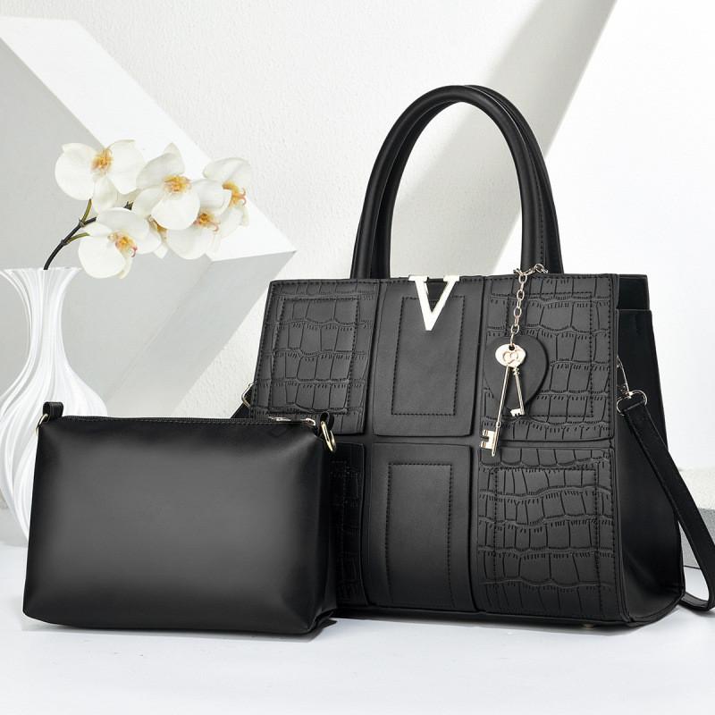 Pu Crocodile Textured Shoulder Bag With Splicing Design For Daily Use Women