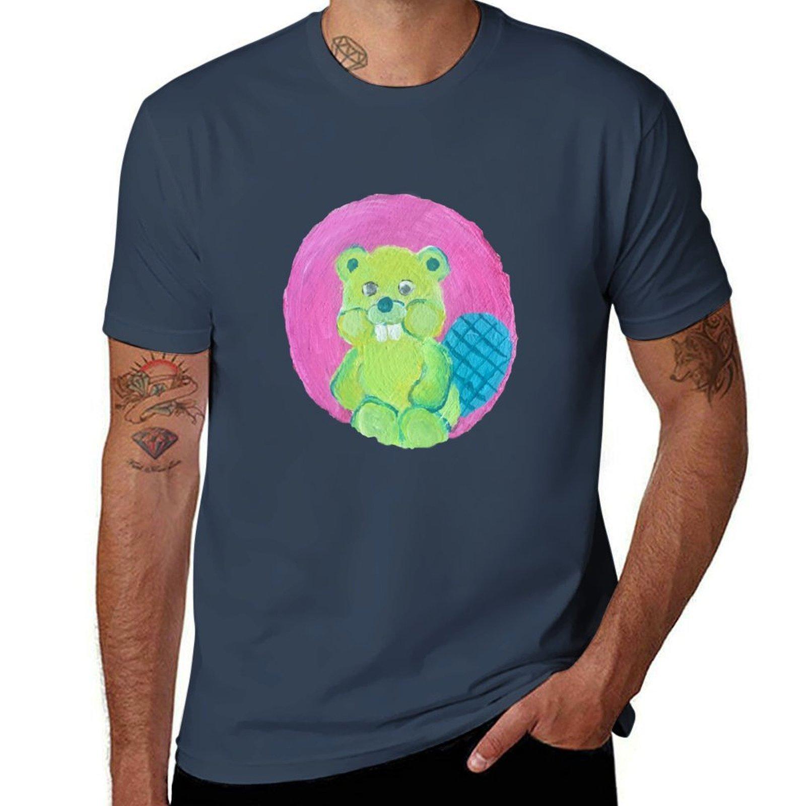 Lime Green Beaver Tshirt Lightweight Sport Basic Tshirt S