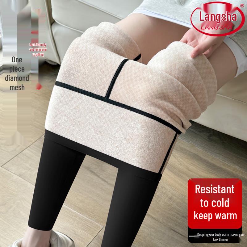 

Langsha Women s Plus Size Thick Fleece-Lined Shark Leggings M