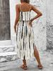 Strappy Printed Dress - Elegant Ink Silk Gauze for Commute and Casual Wear