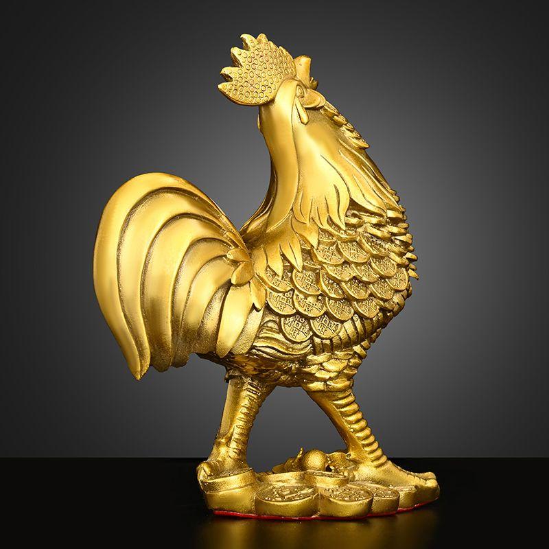 Chinese Pure Copper Zodiac Rooster Chicken Ornaments Home Living Room Bedroom Office Sculptures Decorations