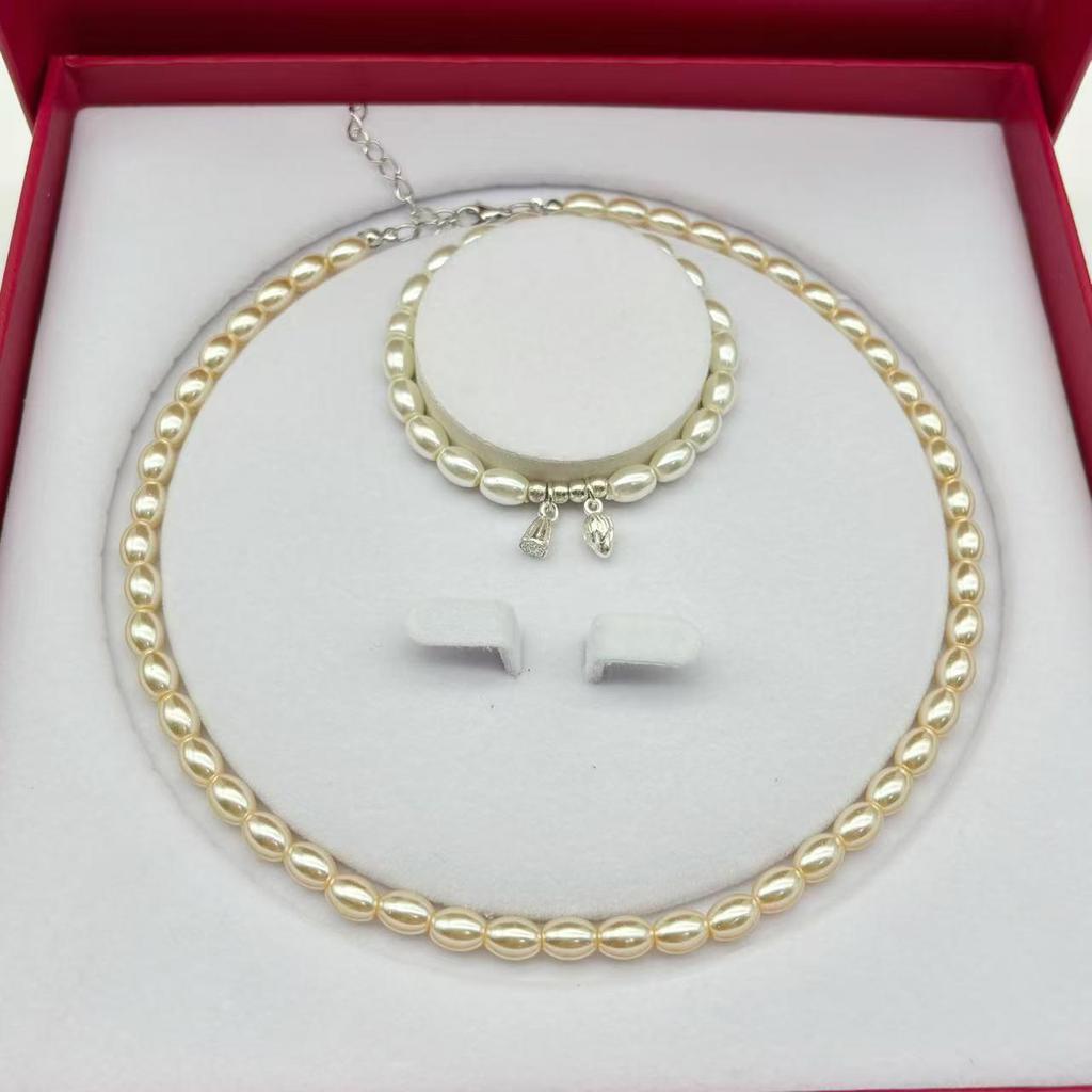 Ethnic Retro Glass Rice Bead Necklace Set - Gift for Mom