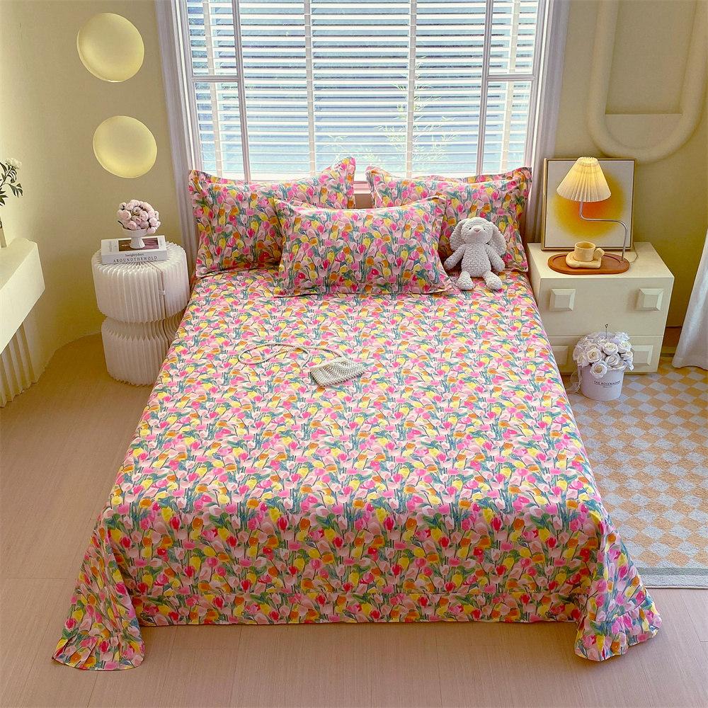 

Хлопковая простыня для двуспальной кровати, однотонная верхняя простыня, одинарная/полуторная/королевская, с цветами, плоская простыня, мягкое домашнее постельное белье 160x230cm 1pc