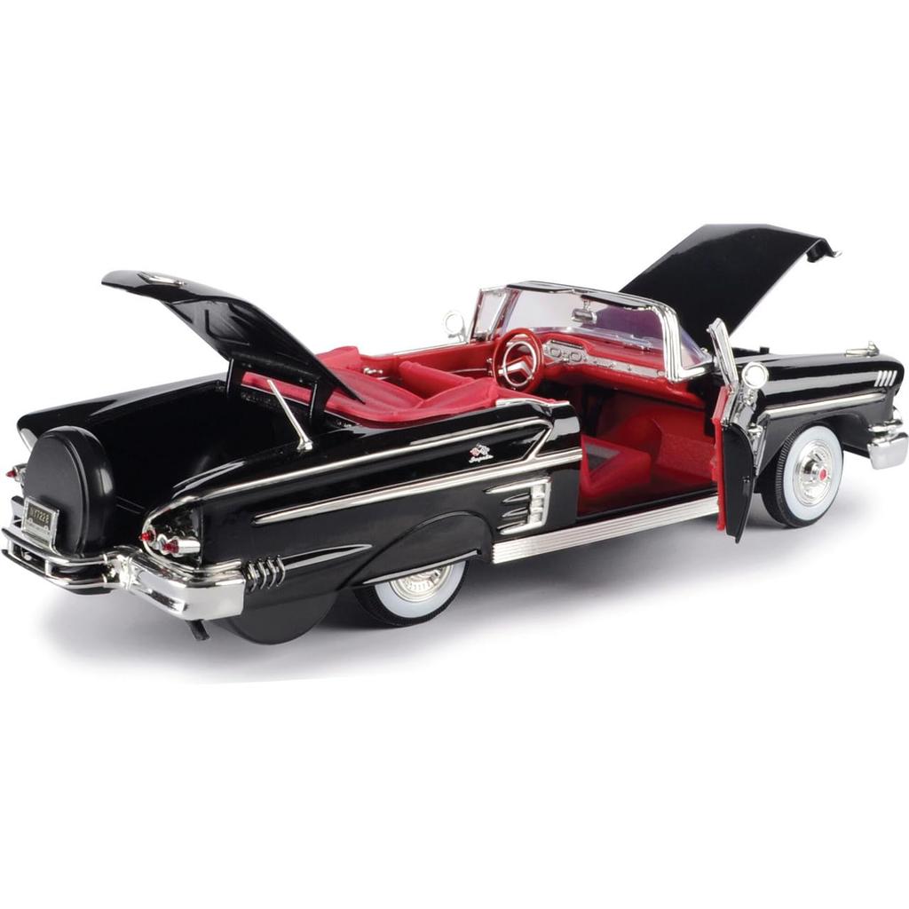 Motormax Scale Chevrolet Impala Cabriolet 1958 Diecast Model Car 1/18 (Black)