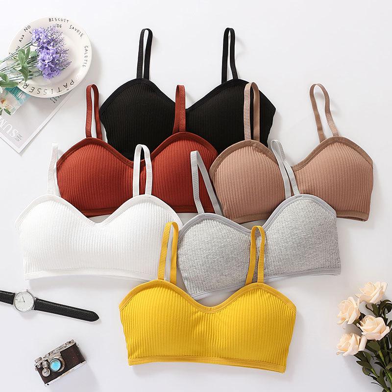 Ribbed Cotton Camisole Wrap with Anti-Exposure Bandeau - Sexy French-Style Women's Lingerie Vest Bra