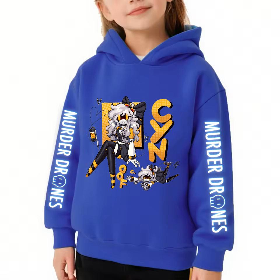 Murder Drones Kids Hoodie CYN Cartoon Printed Hooded Sweatshirt Coat Boys Autumn Casual Tops Pullover Baby Girl Winter Clothes