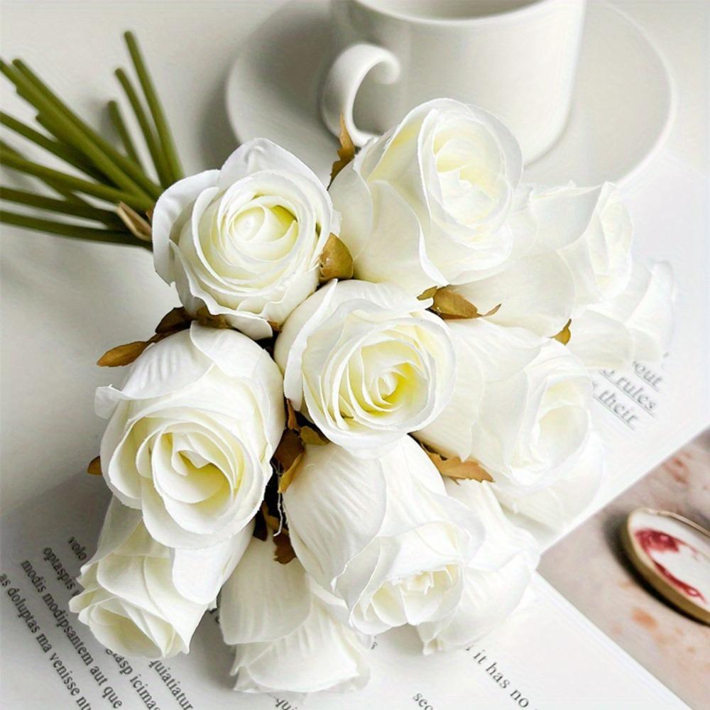Elegant Home Decor 6-Head Artificial Rose Flower Bouquet, Perfect for Wedding, Parties, Holidays, and Birthdays