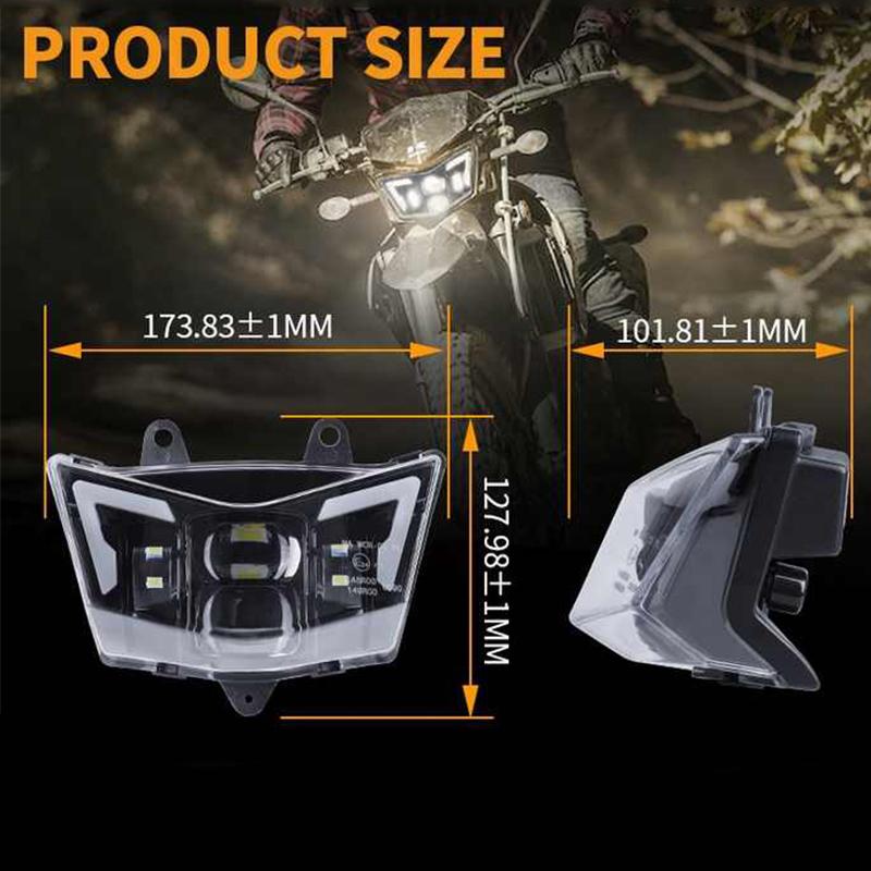 For Kawasaki Motorcycle LED Headlamp With Hi-Lo Beam Motocross Headlight D-Tracker 125 KLX125 150 2010-2016 KLX450R 2008-2026