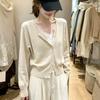 Women's Elegant Lace-Trim Ribbed Base Layer Long Sleeve Top