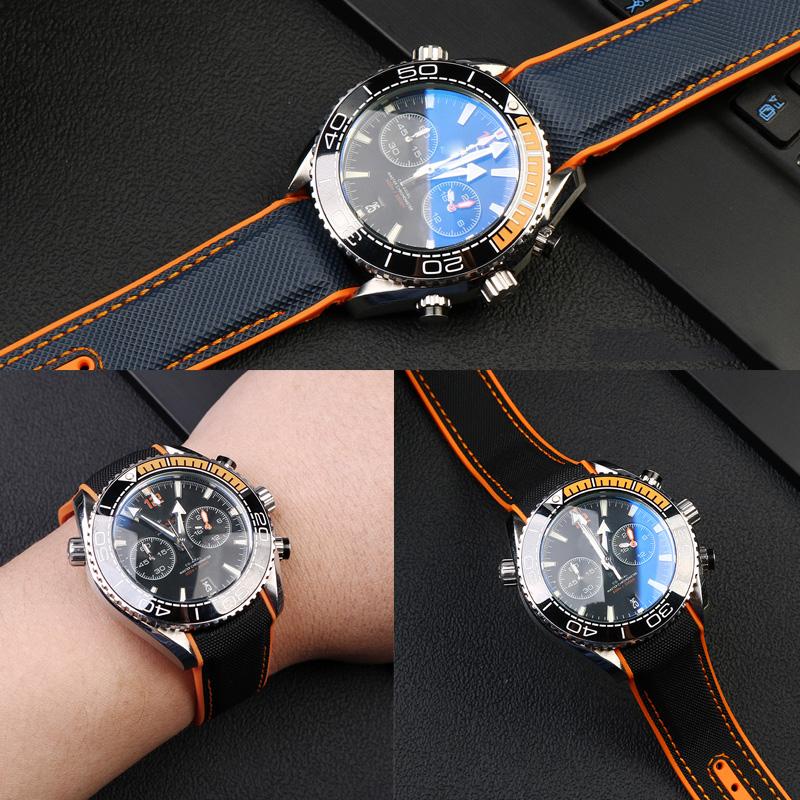 ONE20mm 22mm Černý Modrý Oranžový Látkový Nylonový Gumový Řemínek Na Hodinky Pro Omega Seamaster 300 Ocean Řemínek Spona Nástroje Silikonový ŘemínekMN