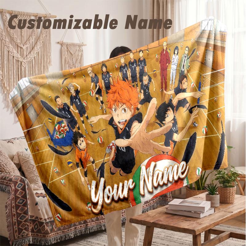 Custom Name Flannel Blanket,Haikyuu Lightweight Warm Bed Blanket For Couch & Holiday Gift