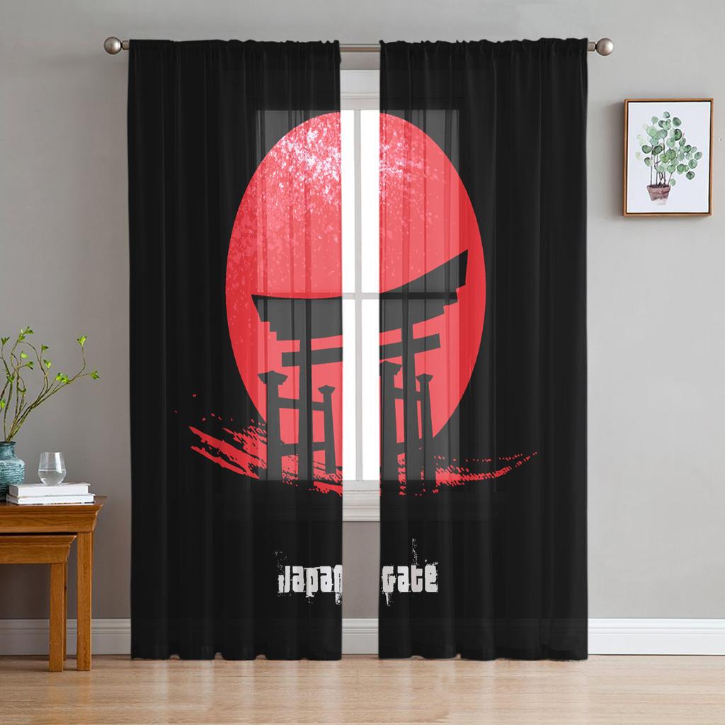 Japanese Anime Character Bushido Translucent Drapes ideal for Living Room Kitchen Tulle Windows Voile Yarn Curtains ideal for Bedroom Space Decor