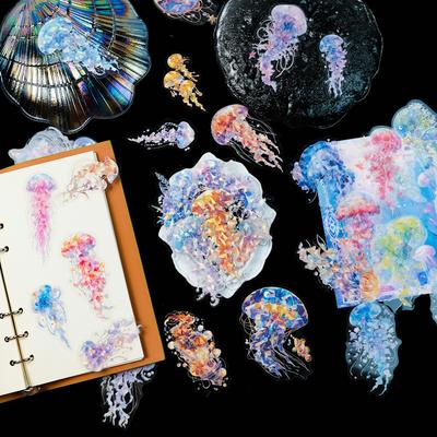 30 Photos of Marine Series Silver-scalding Laser Transparent Waterproof Stickers DIY Children's Reward Stickers Decorative Stickers