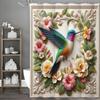 Spring Floral Botanical Hummingbird Shower Curtain, Bathroom Decorative Shower Curtain, Waterproof Shower Curtain with Hooks