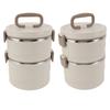 Insulated Food Container 304 Stainless Steel PP Stackable Portable Round Bento Lunch Box with Spoons for School Office