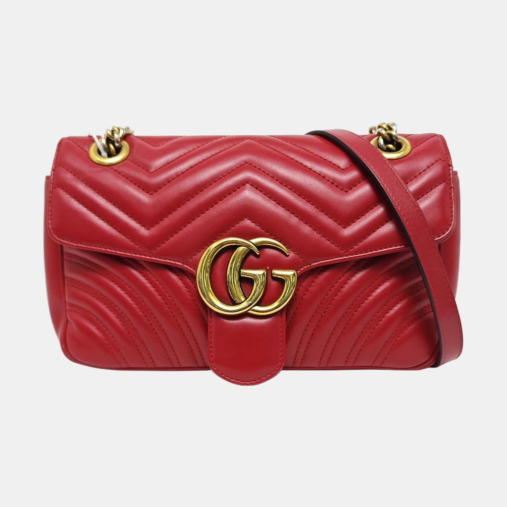 [Pre-Owned] Gucci GG Marmont Small Matelassé Shoulder Bag 'Red' - Very Good #1NWGJ75