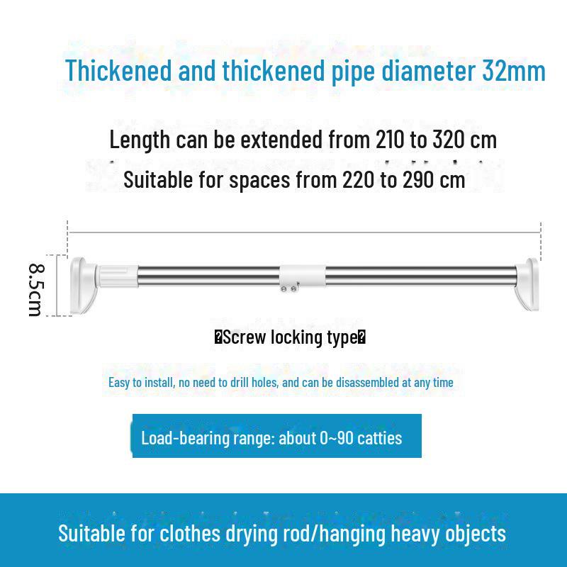 Stainless Steel Telescopic Clothes Drying Rod and Curtain Rack