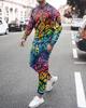Men's Long Sleeve T-Shirts Sets Abstract Pattern 3D Print Sports T-Shirt Pants Suit Fashion Tracksuit 2-Piece Jogger Outfits