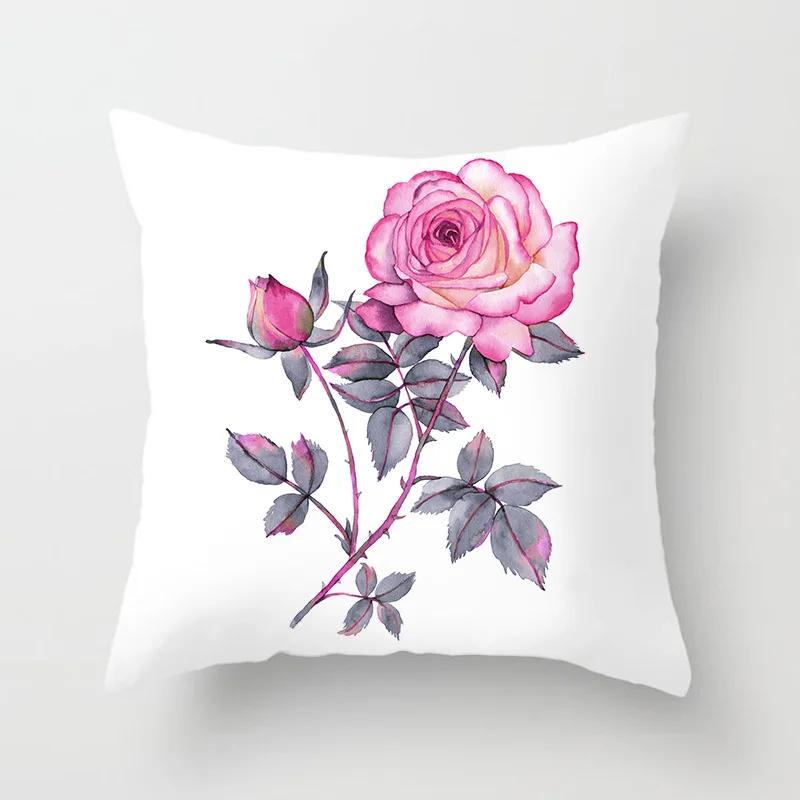 Flower Printed Square Pillow Cushion Cover, Car Sofa, Office Chair Pillowcase, Minimalist Home Decoration