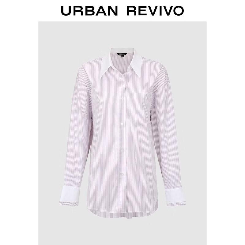 UR2026 Women s Striped Lapel Open-Front Shirt S