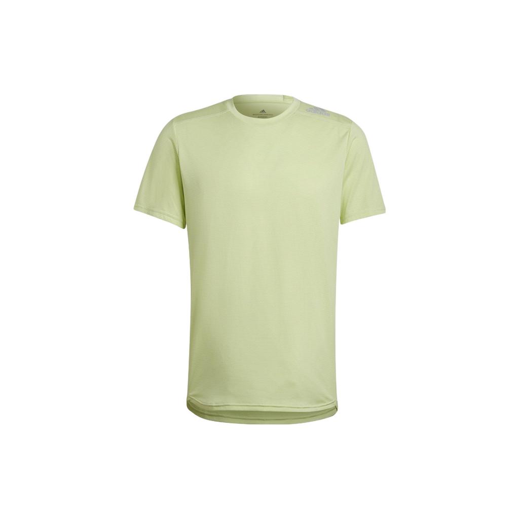 Adidas T Shirts Men's Sour Green Crew Neck Moderate Straight Fit HC9829