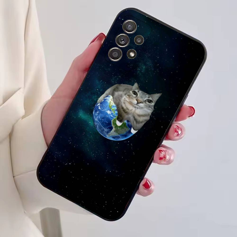 F-Funny Animal Cat Phone Case Black Silicone Soft For Samsung S25,S24,S21,S22,S23,S30,Ultra,S20,Plus,Fe,Lite