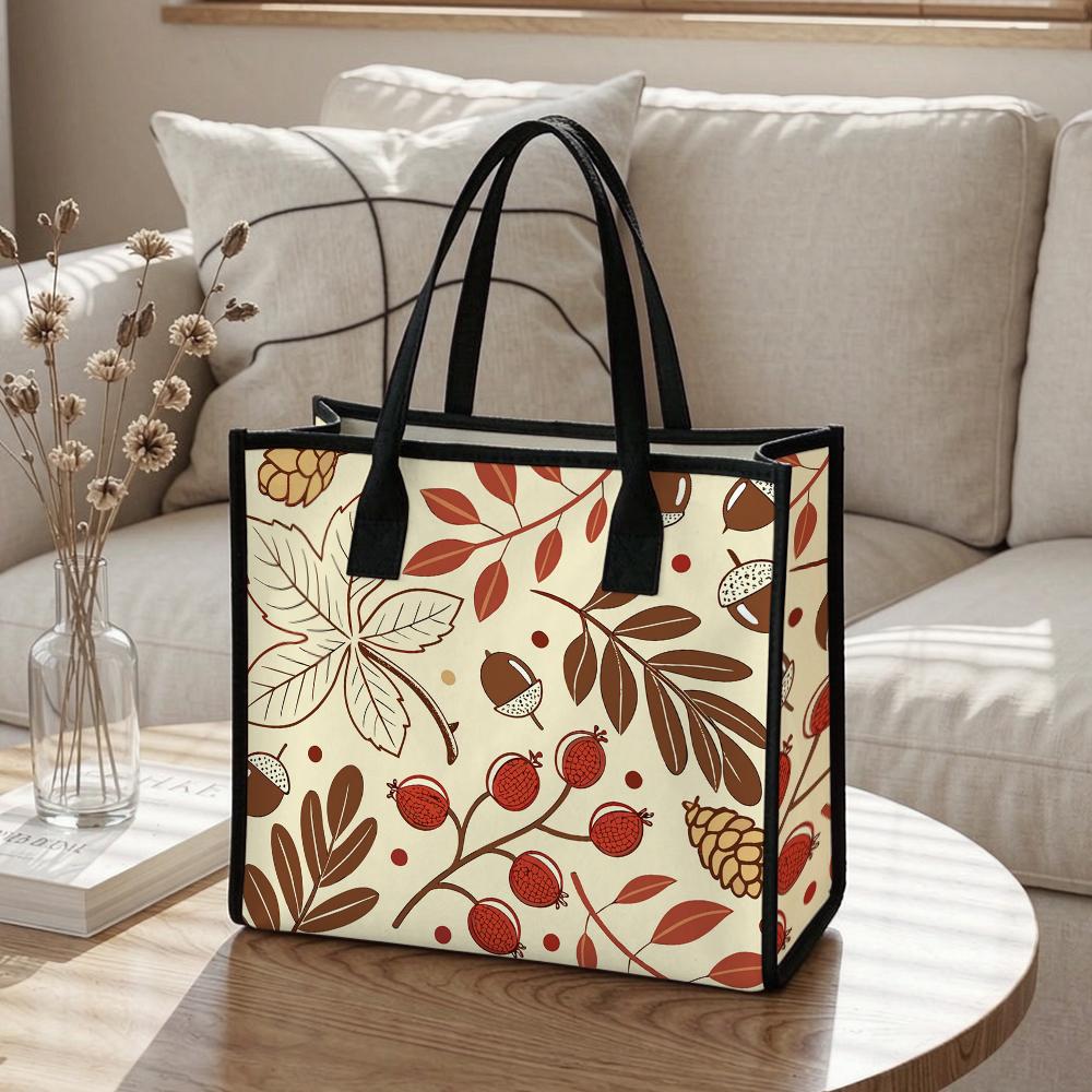Autumn Leaves Print Tote Bag Casual Large Capacity Daily Shopping Handbag