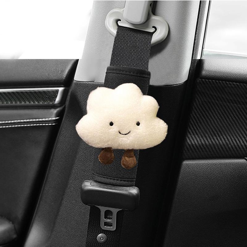 1pc Short Four Season Universal Ice Silk Car Seatbelt Cover Cute Cartoon Cloud Auto Shoulder Strap Harness Cushion Protector Pad