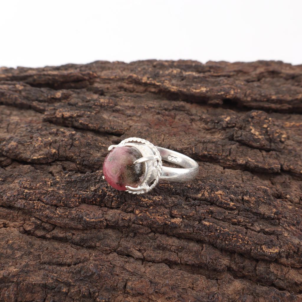Black Rhodonite Gemstone Jewelry. 925 Sterling Silver Ring, Handmade Beautiful Silver Ring For Wedding Gift