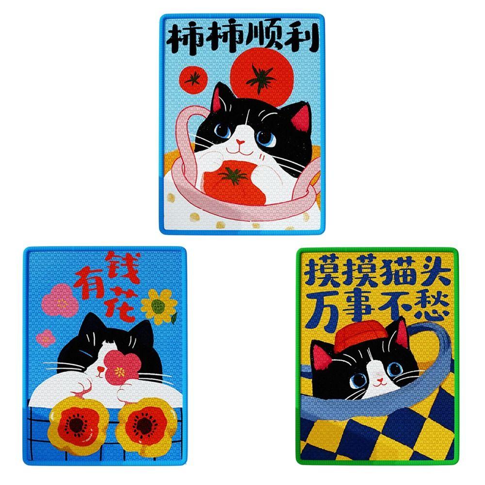 Self-Adhesive Cat Scratcher Anti-Scratching Wear Resistant Sisal Scratching Board Cartoon Pattern Wall Mount Cat Carpet