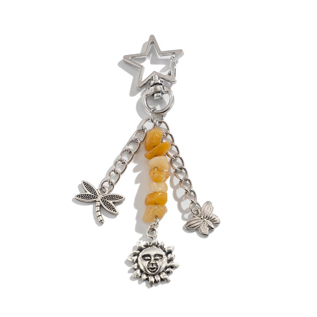 Sweet And Cool Geometric Star And Moon Keychain, Simple Idyllic Irregular Gravel Butterfly Pendant Pendant.
