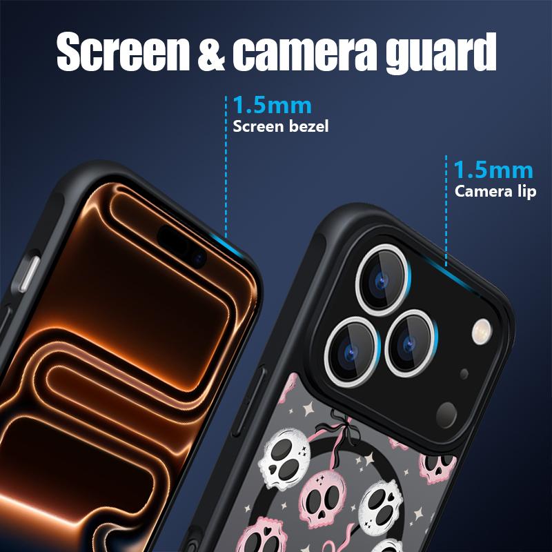 Creative Skull Pattern Magnetic Phone Case For iPhone 17e 17 16 15 14 13 Pro Max 16e 11 For Magsafe Wireless Charge Hard Cover