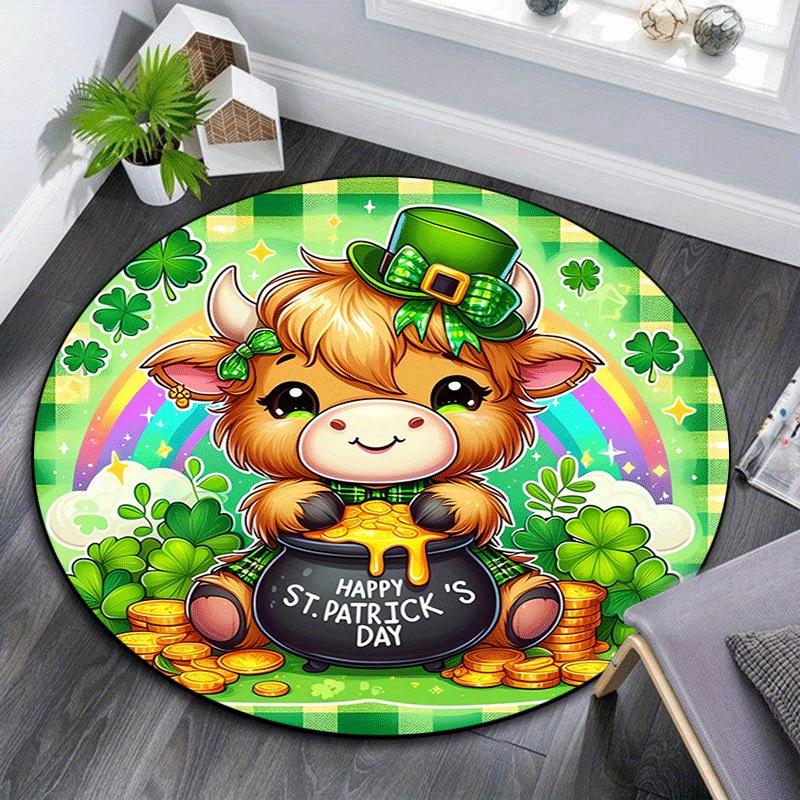 

1pc Soft, Absorbent & Non Slip Happy calf Round Rug Soft Circle Rug for Living Room & Bedroom Decor, Chair Mats, and Unforgettable Home Gift 80cm by 80cm