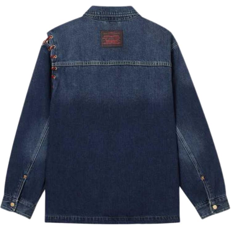 Levis SS25 New Year Limited Edition Drawstring Connection Design Button Closure Denim Jacket Men Jackets Dark-Blue 0036E-0000