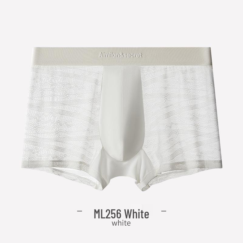 Hollow Lace Ice Silk 10A Antibacterial Men's Breathable Ultra-Thin Sexy Boxer Briefs