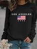 European & American Women's Casual Long-Sleeve Round Neck 'LOS ANGELES' Print Pullover Hoodie - Autumn/Winter Collection