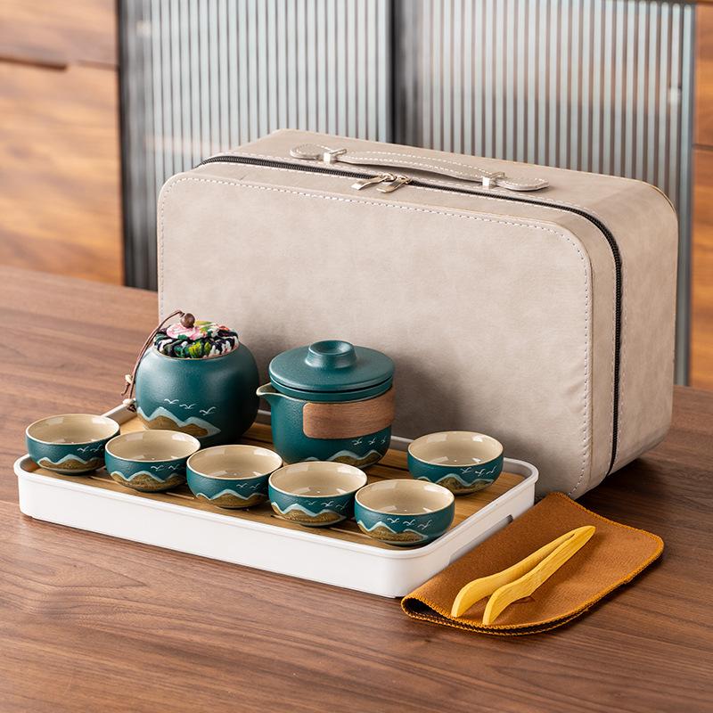 Hand-painted New Chinese High-end Gift Tea Set, One Pot and Four Cups Set, Light Luxury Gift Box, and the Whole Set of Gifts.