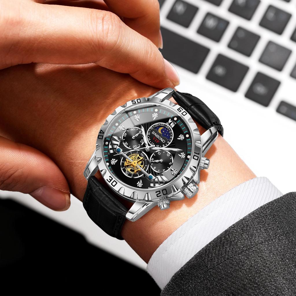 BINBOND Luxury Durable Quartz Wristwatches For Men Luminous Waterproof Chronograph Men's Watches Accurate Casual Reloj