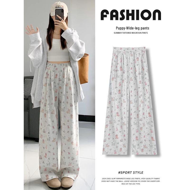 

Puppy Print Yamamoto Women s High Waist Drapey Wide Leg Sweatpants - Spring/Autumn 2025 M