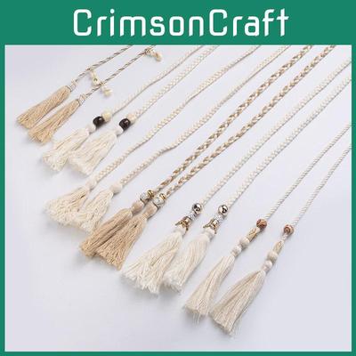Cinturón de Cintura de Cuerda de Algodón Boho con Borlas de Concha Para Moda de Festival Bohemio